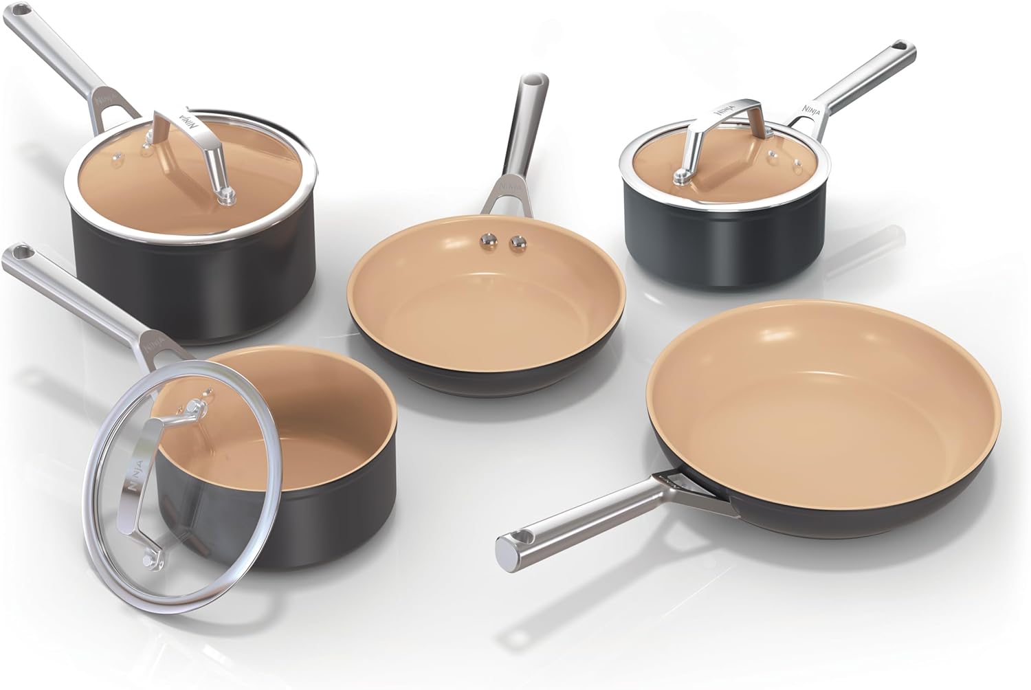 Ninja Extended Life Ceramic 5-Piece Frying Pan & Saucepan Set | CW95000UK